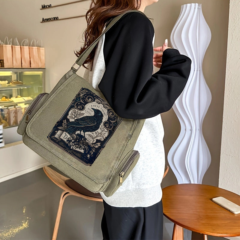 經典烏鴉印花斜背包 - 時尚又實用