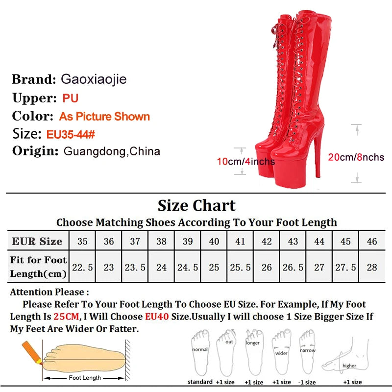 Boots Đỏ Sexy 20CM Đế Dày - Giày Catwalk Gợi Cảm