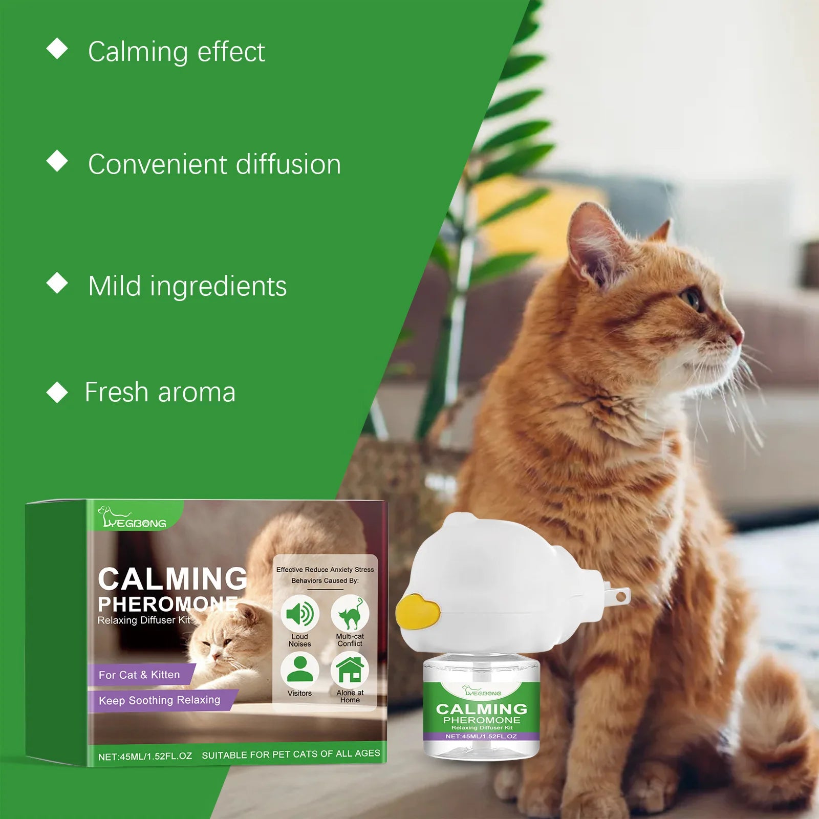 Cat Calming Diffuser Cat Pheromone Plug-In Relaxants Prevent Howling Pet Dogs Anti-Anxiety Reduces Anxiety Cat Calming Liquid - Daisan Mart
