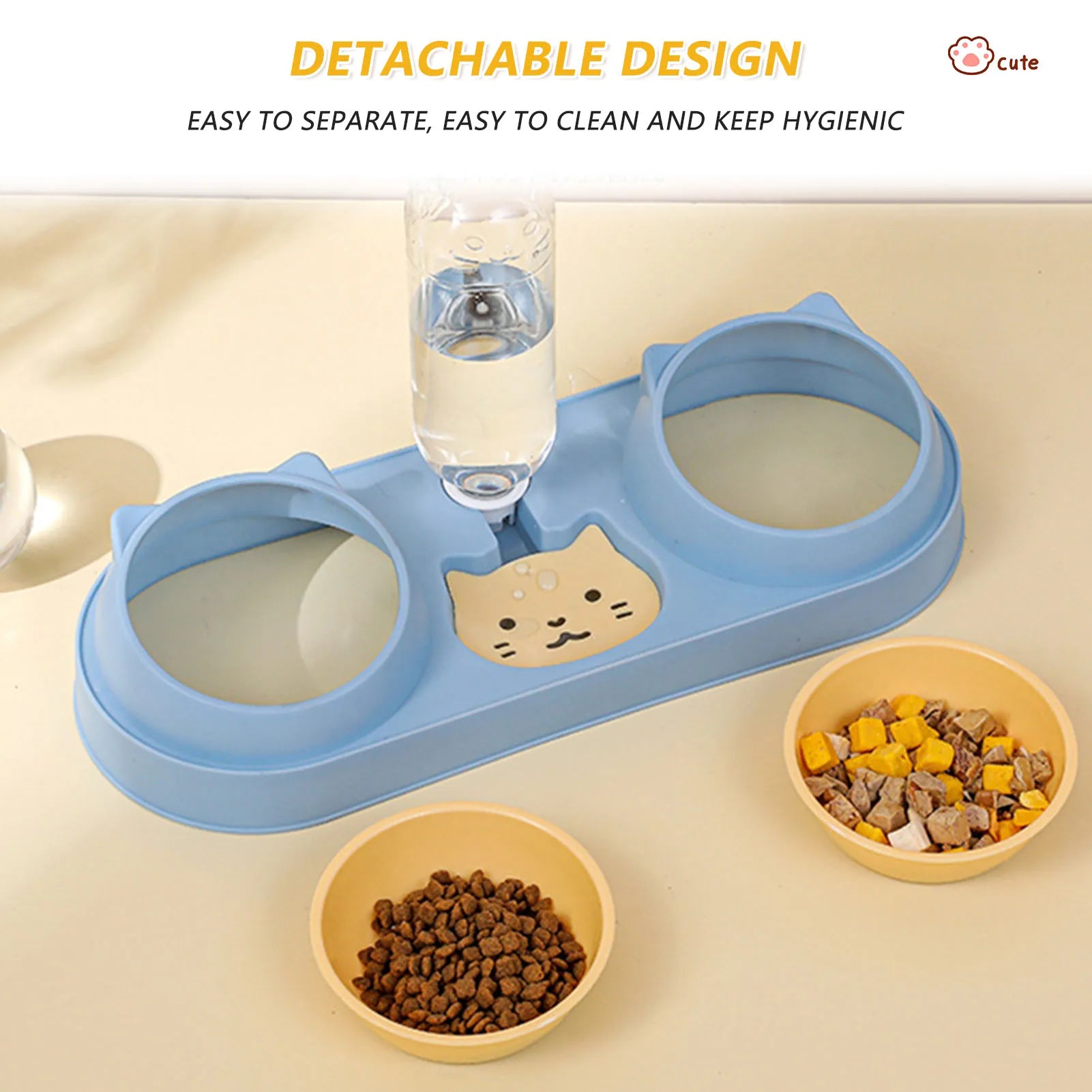 Pet Cat Bowl Automatic Feeder Dog Food Bowl With Water Fountain Double Bowl Drinking Raised Stand Dish Bowls For Cats - Daisan Mart