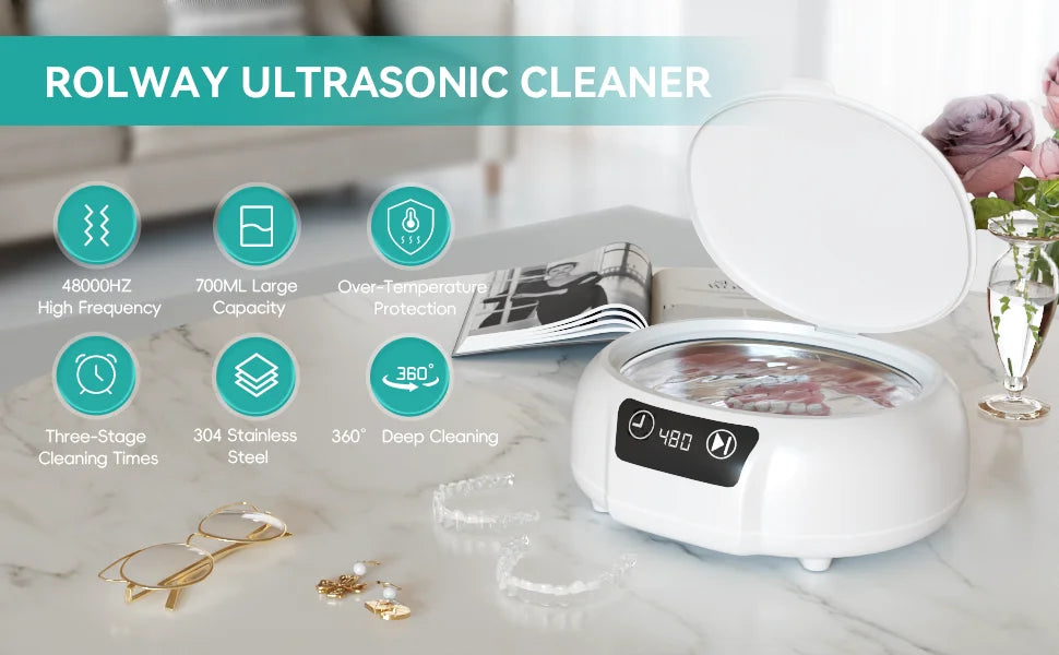700ml large Ultrasonic Cleaner Bath Timer for Jewelry Parts Glasses Manicure Stones Cutters Dental Razor Brush Ultrasound Sonic