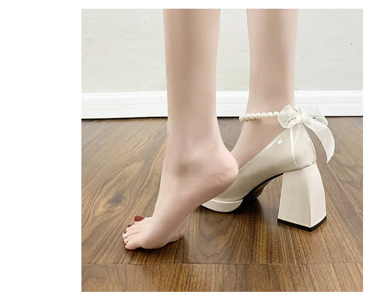 Giày Cao Gót Nữ Sang Trọng Nơ Lụa Dự Tiệc Cưới - Daisan Mart