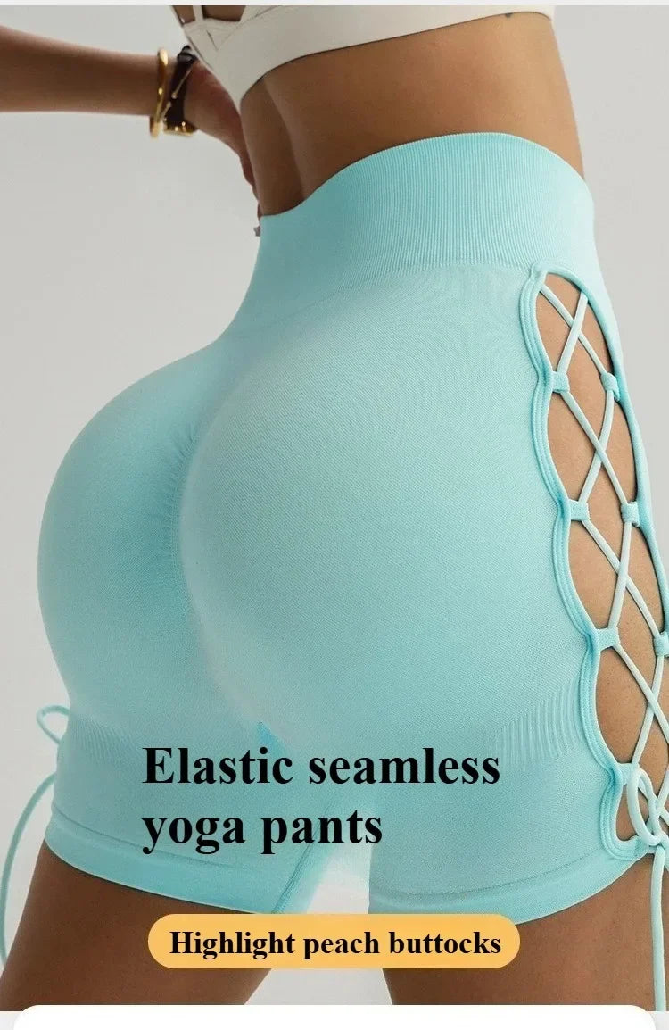 Quần short yoga nữ cạp cao liền mạch thể thao hè - Daisan Mart