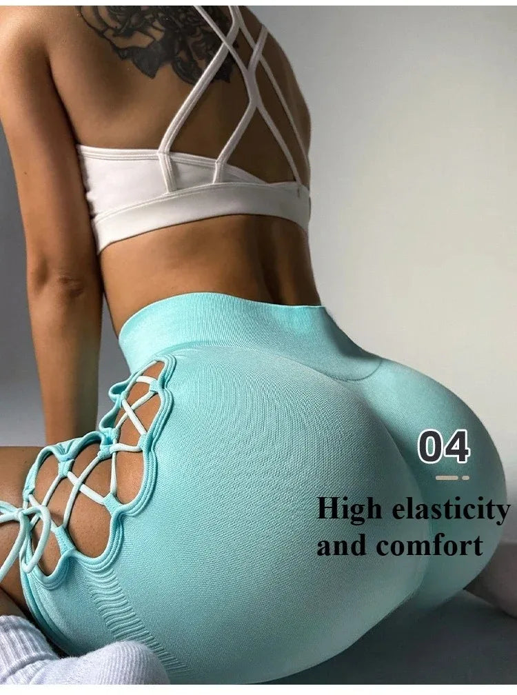 Quần short yoga nữ cạp cao liền mạch thể thao hè - Daisan Mart