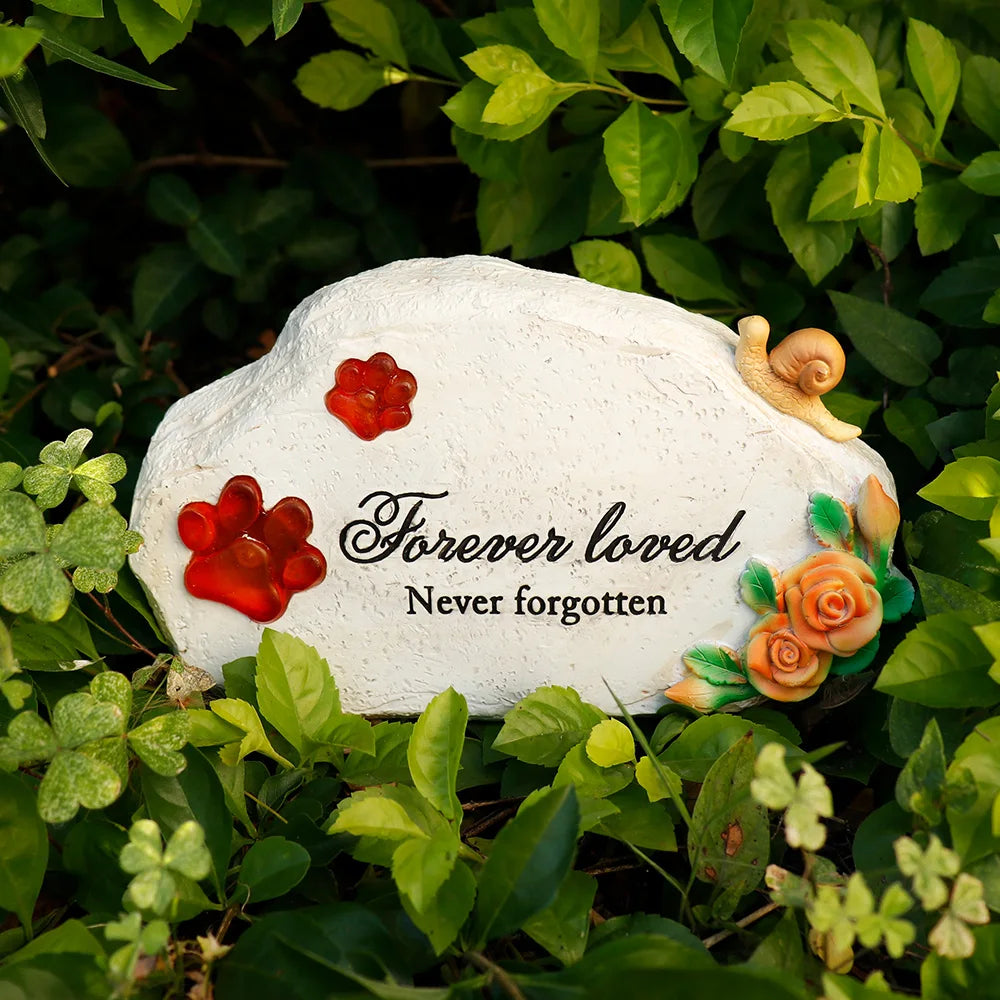 Anime-Themed Pet Memorial Resin Stone Decorative Garden Plaque with Painted Animal & Art Design Commemorative Display - Daisan Mart