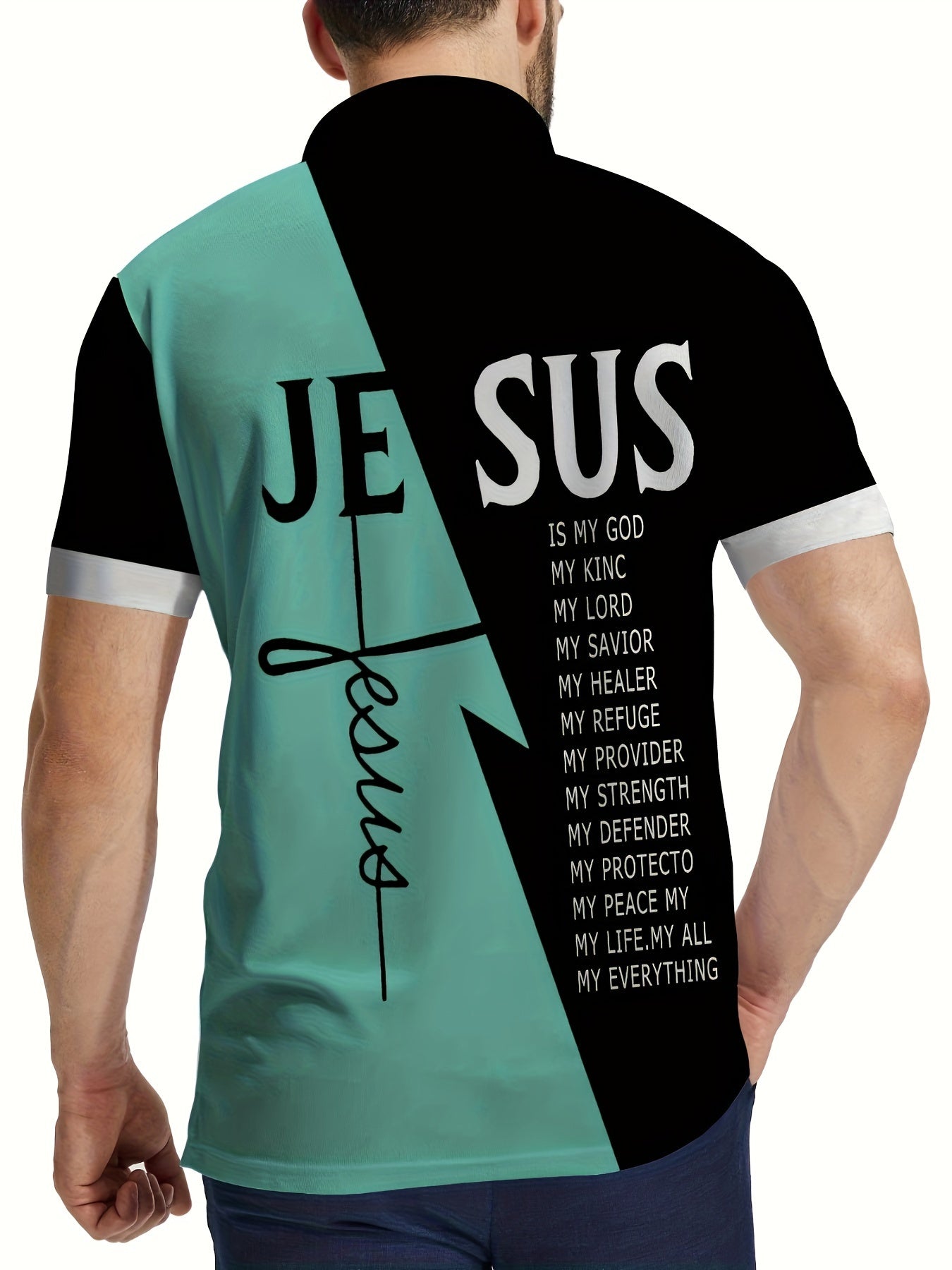 Men's Golf T-shirt Large Size Printed JESUS ​​Active Summer