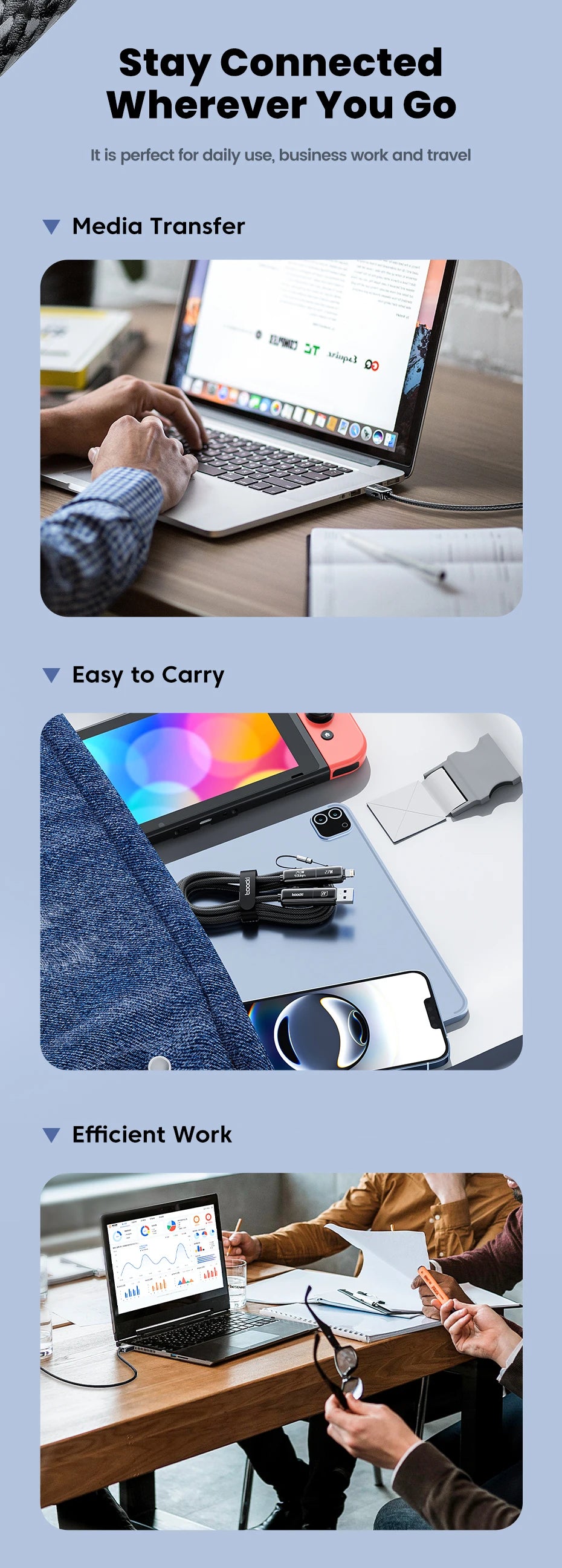 Toocki 240W 4-in-1 USB Cable PD 3.1 USB C To Type C TO Lighting 8K@60Hz 40Gbps Data Cable For iPhone 16 15 Samsung S23 Macbook - Daisan Mart