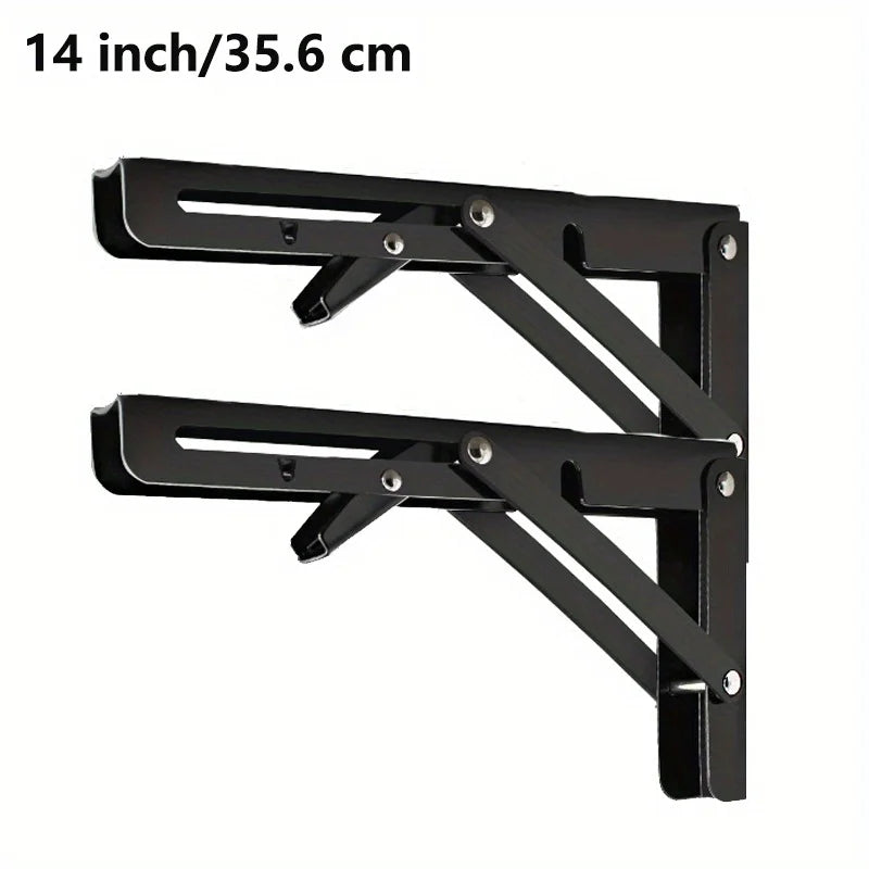 2PCS Sturdy Steel Folding Shelf Brackets Wall-Mounted Design for Workbench Table, Table Shelves Angle Bracket Home Hardware - Daisan Mart