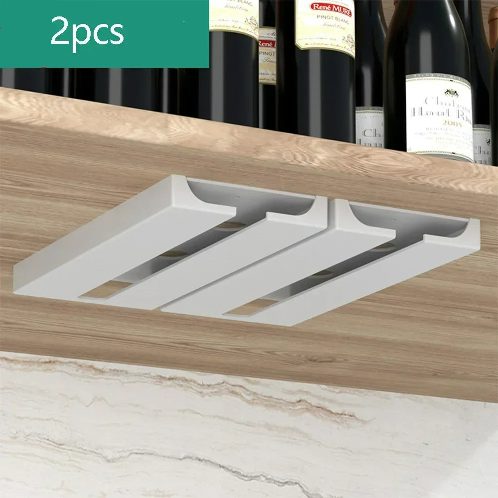Kitchen Cabinet Hanging Holder Shelf Free Punching Holder Wine Glass Rack Multi-Function Goblet Classification up Organizer - Daisan Mart