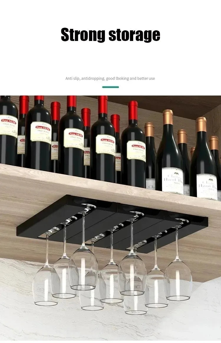 Kitchen Cabinet Hanging Holder Shelf Free Punching Holder Wine Glass Rack Multi-Function Goblet Classification up Organizer - Daisan Mart