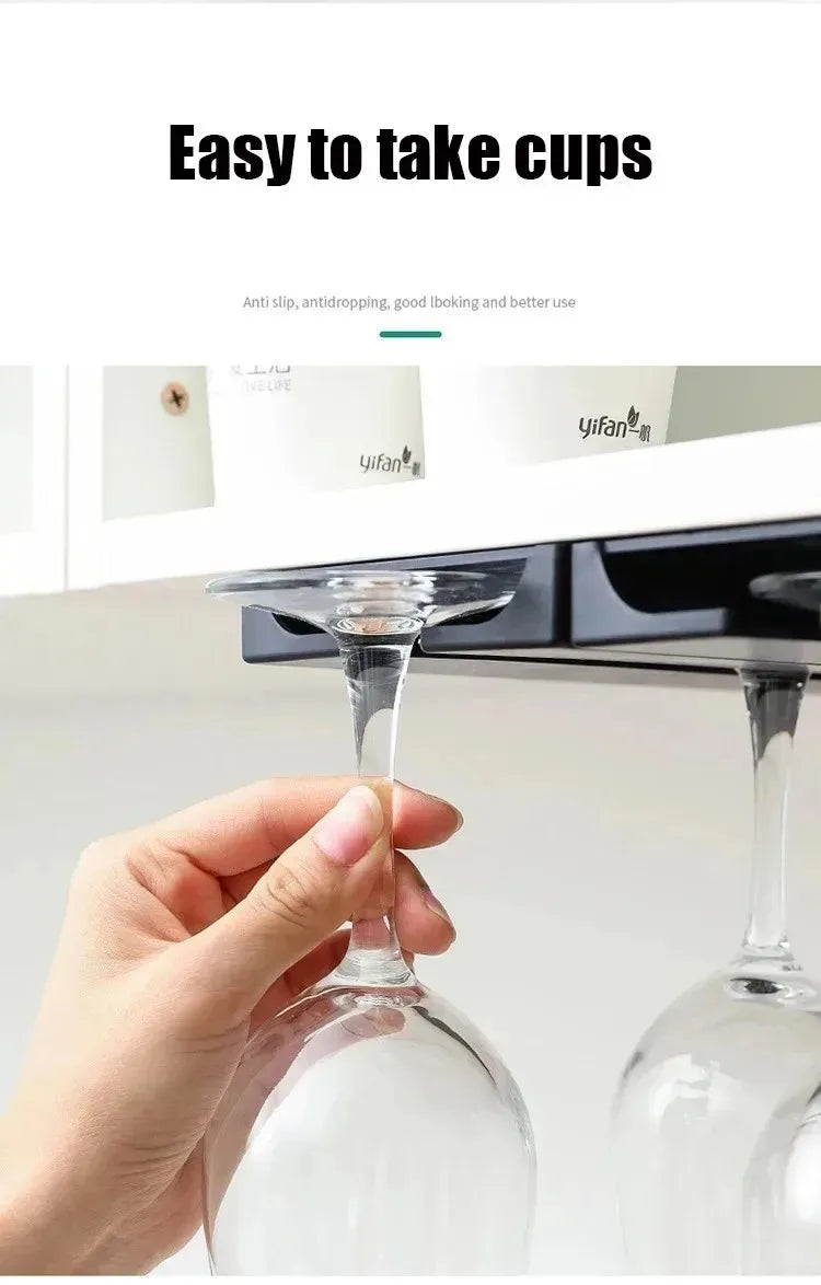 Kitchen Cabinet Hanging Holder Shelf Free Punching Holder Wine Glass Rack Multi-Function Goblet Classification up Organizer - Daisan Mart