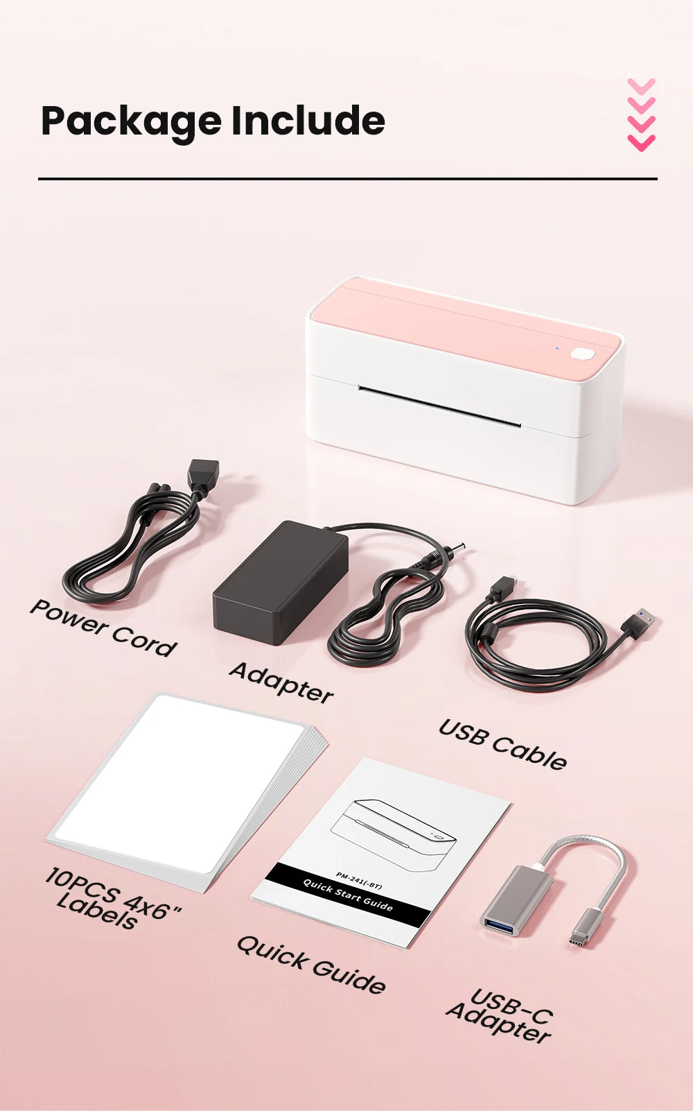 Phomemo 241 Bluetooth Thermal Label Printer Wireless Small Shipping Label Printer 4X6 Compatible with iPhone Android Mac Window - Daisan Mart