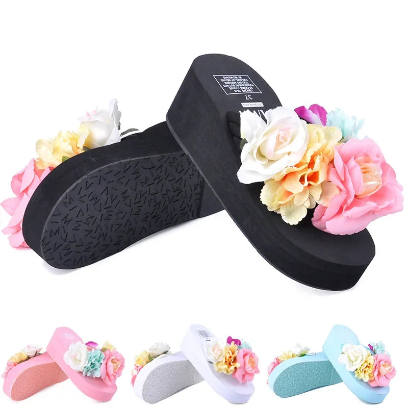Dép Kẹp Nữ Đế Cao 6cm Hoa Xinh Đi Biển Hè - Daisan Mart
