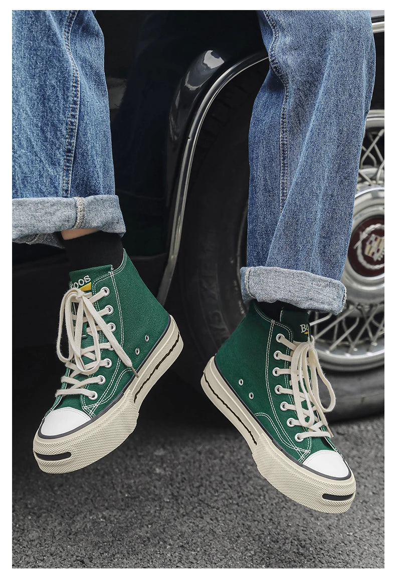 Giày Sneaker Nam Cổ Cao Phong Cách Đường Phố Xanh - Daisan Mart