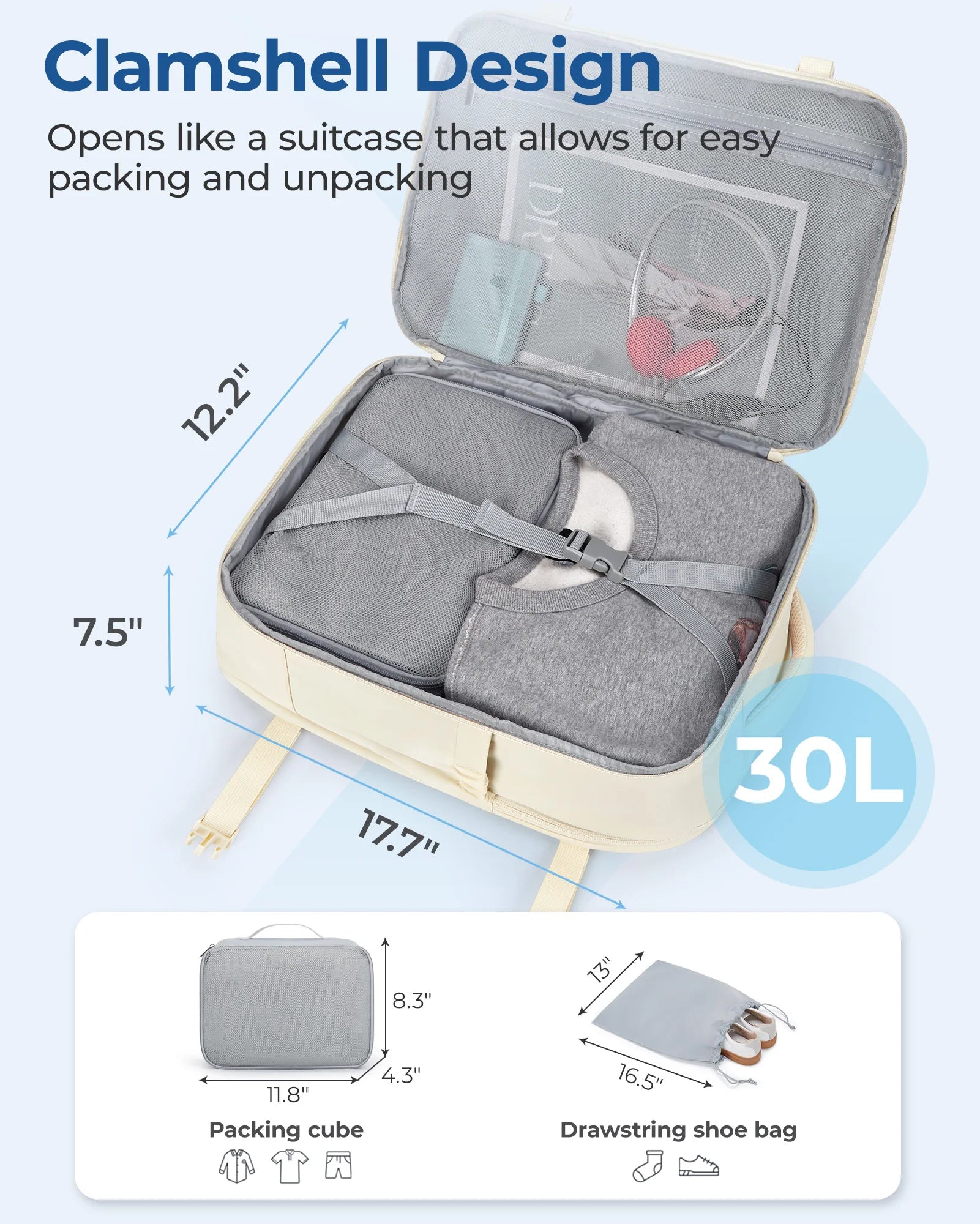 BAGSMART 3PCS Suitcases Travel Backpack for Women 17.3 inch Laptop Backpack Anti-theft Waterproof School Backpack