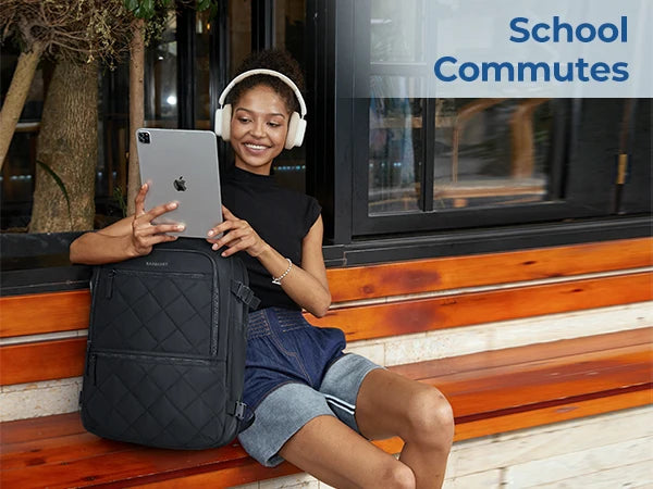 BAGSMART 3PCS Suitcases Travel Backpack for Women 17.3 inch Laptop Backpack Anti-theft Waterproof School Backpack