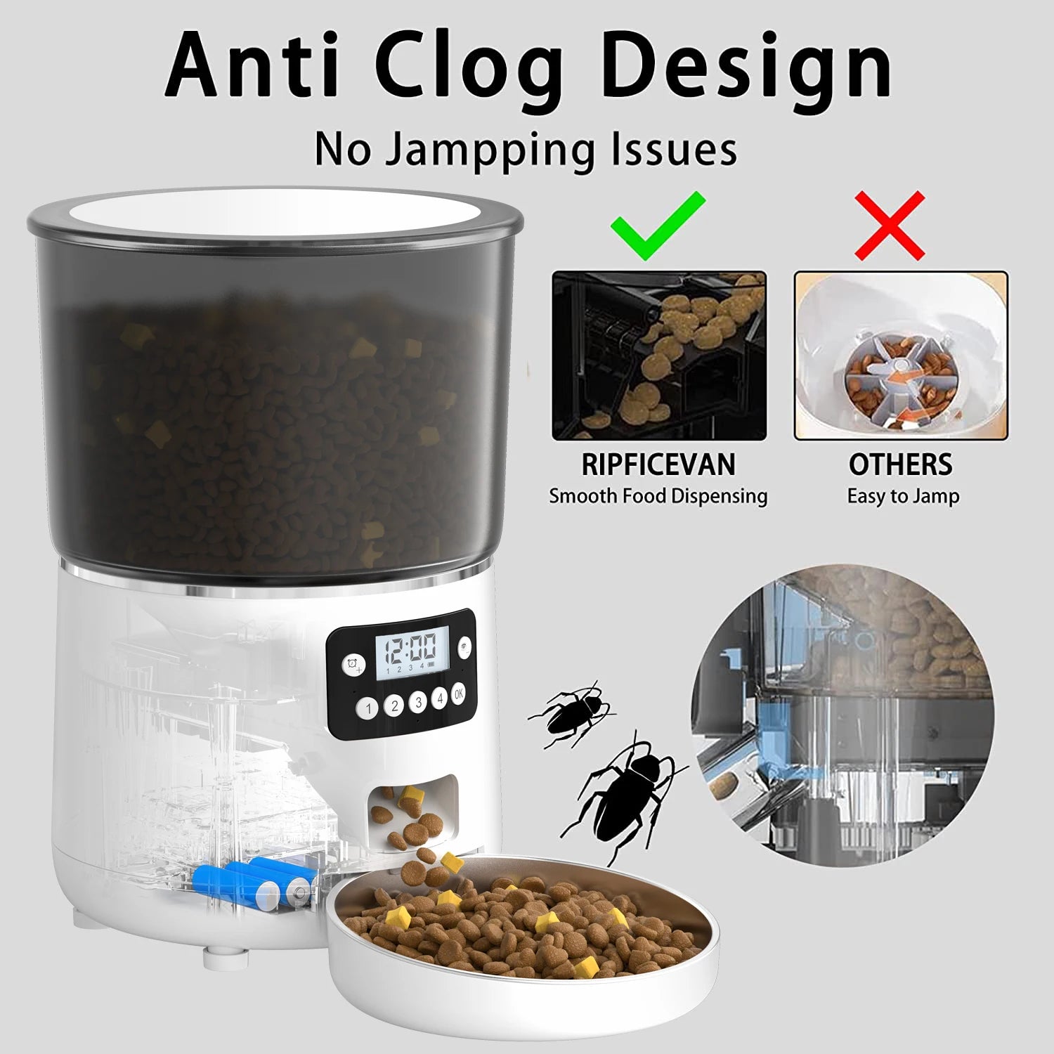 4公升自動寵物餵食器，附定時器，防潮食品級ABS材質，防蟲乾燥盒+貓狗雙電源