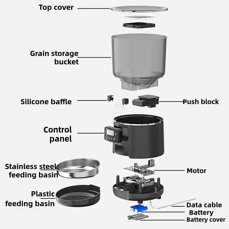 4公升自動寵物餵食器，附定時器，防潮食品級ABS材質，防蟲乾燥盒+貓狗雙電源