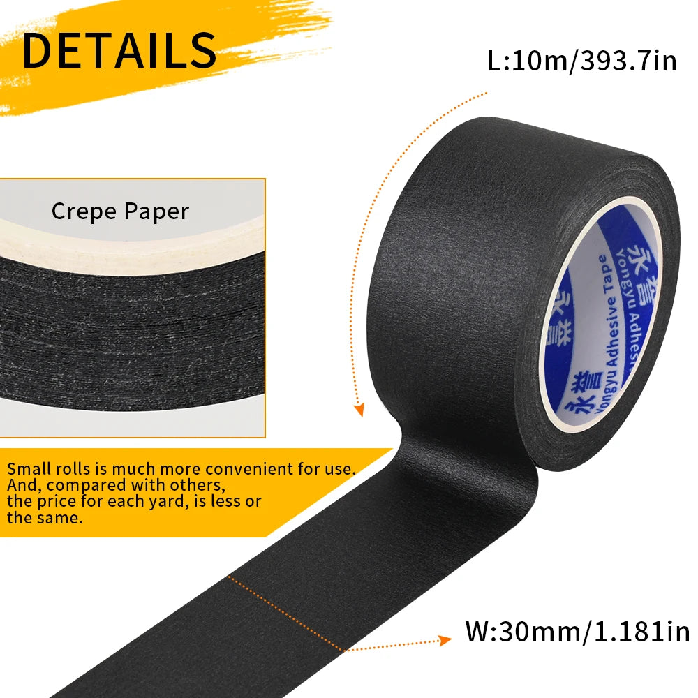 Black Paper Tape 10/20/50m Single Sided For Painting Crafts