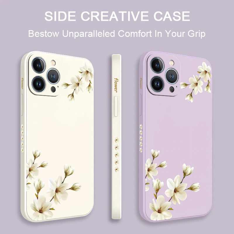 Ốp Lưng Hoa Trắng Xinh Cho iPhone Chống Sốc Silicon - Daisan Mart
