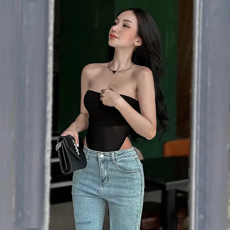 Bodysuit Streetwear Quyến Rũ - Sát Nách & Phối Lưới - Daisan Mart
