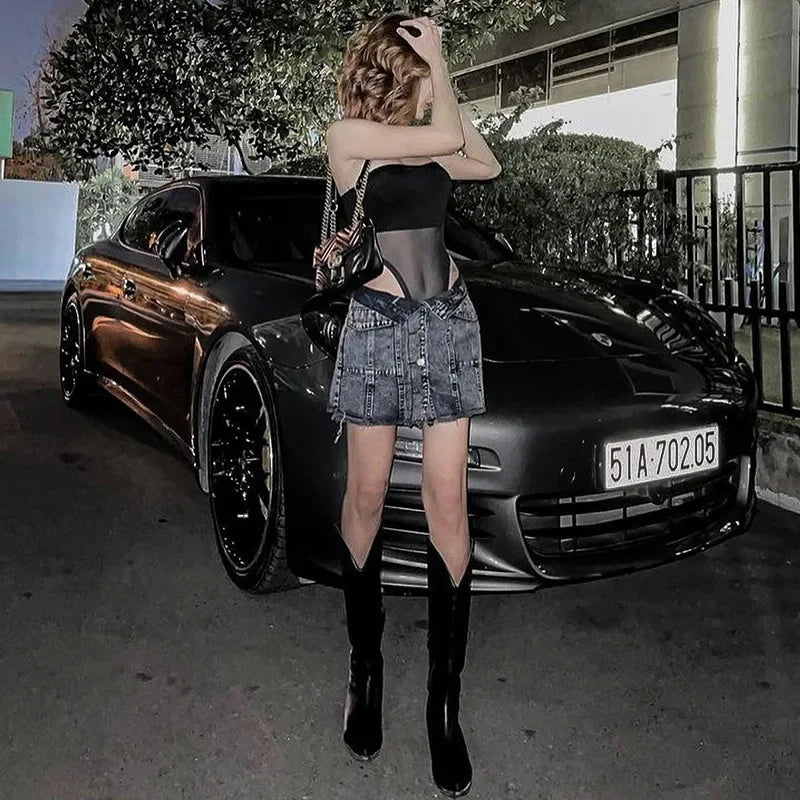 Bodysuit Streetwear Quyến Rũ - Sát Nách & Phối Lưới - Daisan Mart