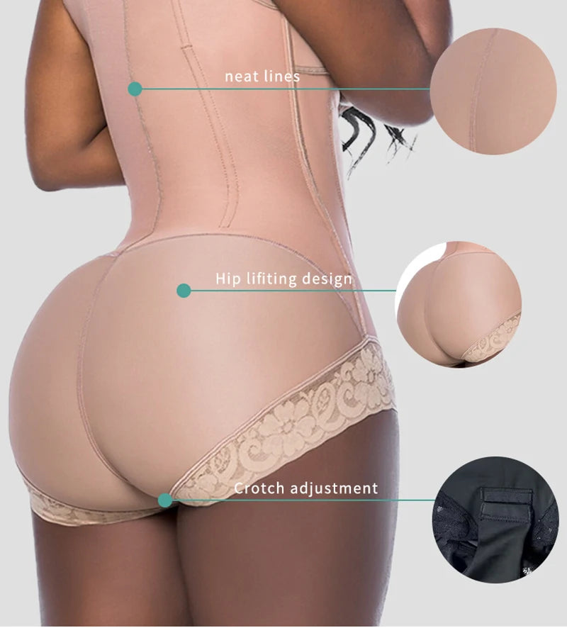 Full Body Shaper High Compression Shapewear 9 Steel Bone Waist Trainer Fajas Colombianas Girdle Corset Bodysuits Underwear Strap - Daisan Mart