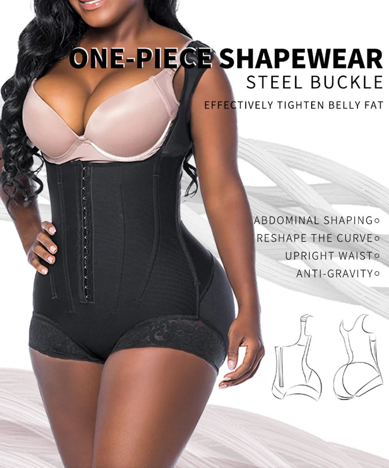 Full Body Shaper High Compression Shapewear 9 Steel Bone Waist Trainer Fajas Colombianas Girdle Corset Bodysuits Underwear Strap - Daisan Mart
