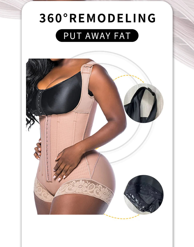 Full Body Shaper High Compression Shapewear 9 Steel Bone Waist Trainer Fajas Colombianas Girdle Corset Bodysuits Underwear Strap - Daisan Mart