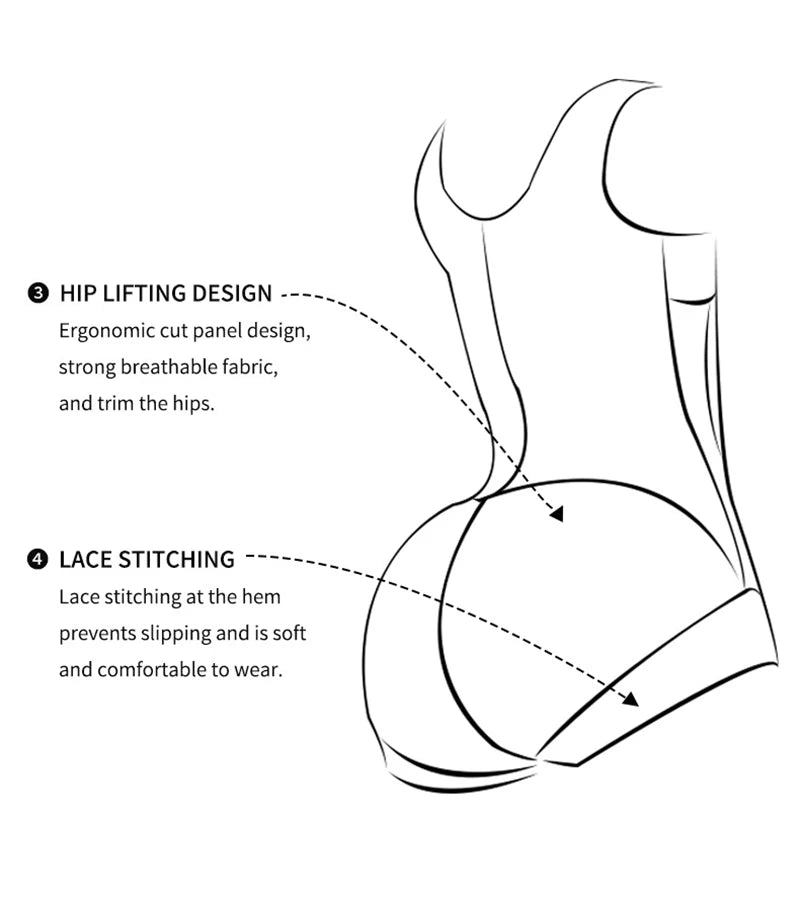 Full Body Shaper High Compression Shapewear 9 Steel Bone Waist Trainer Fajas Colombianas Girdle Corset Bodysuits Underwear Strap - Daisan Mart