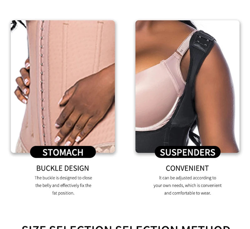 Full Body Shaper High Compression Shapewear 9 Steel Bone Waist Trainer Fajas Colombianas Girdle Corset Bodysuits Underwear Strap - Daisan Mart