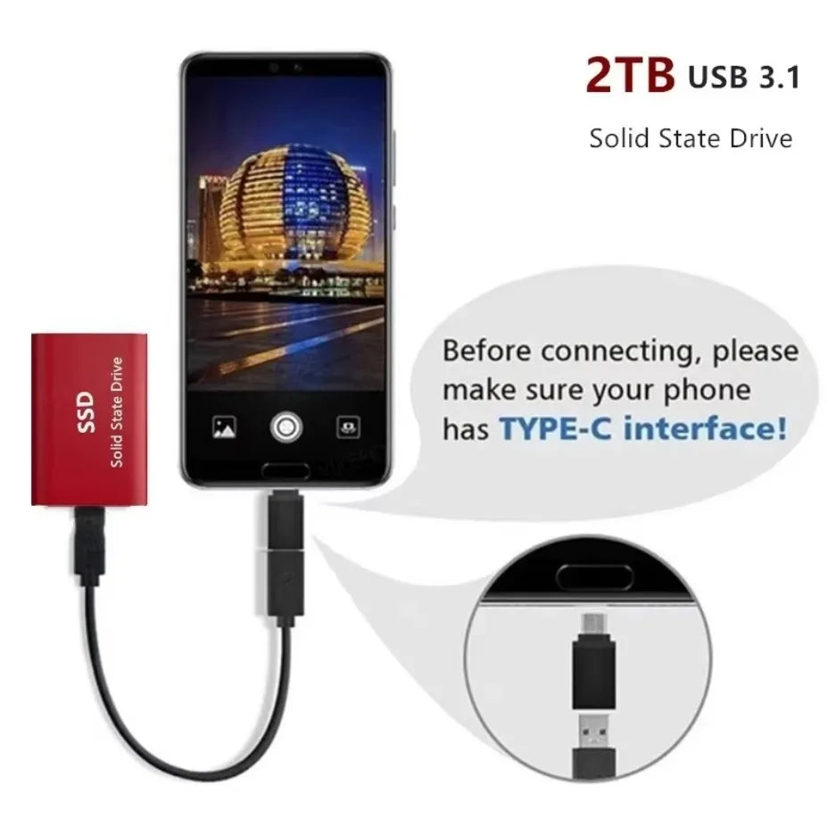 Ổ Cứng SSD Di Động 16TB Tốc Độ Cao USB 3.0 Type C - Daisan Mart