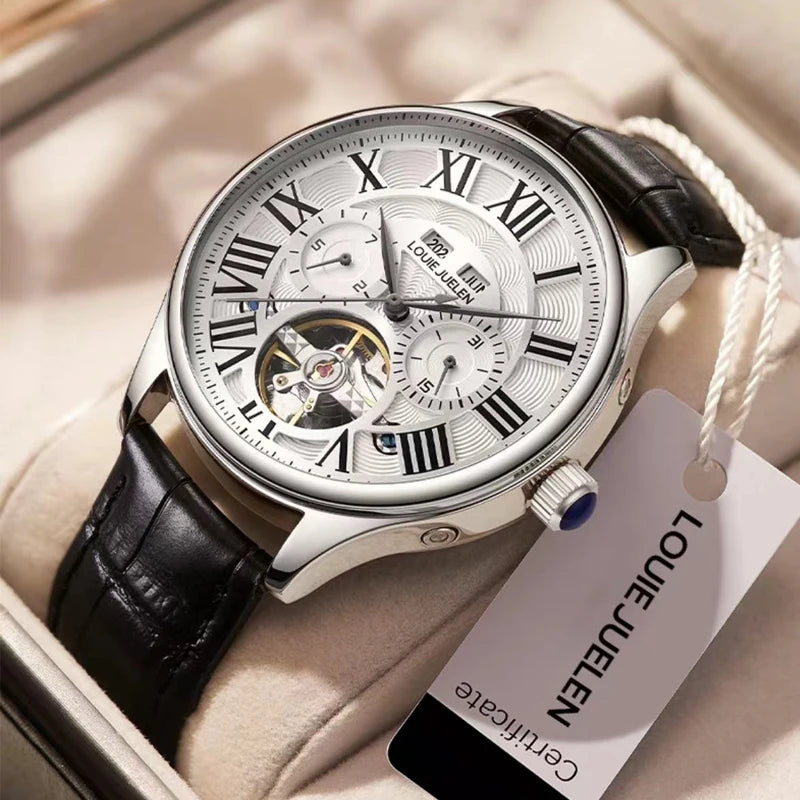 Multi-function automatic mechanical watch for men with Roman numerals