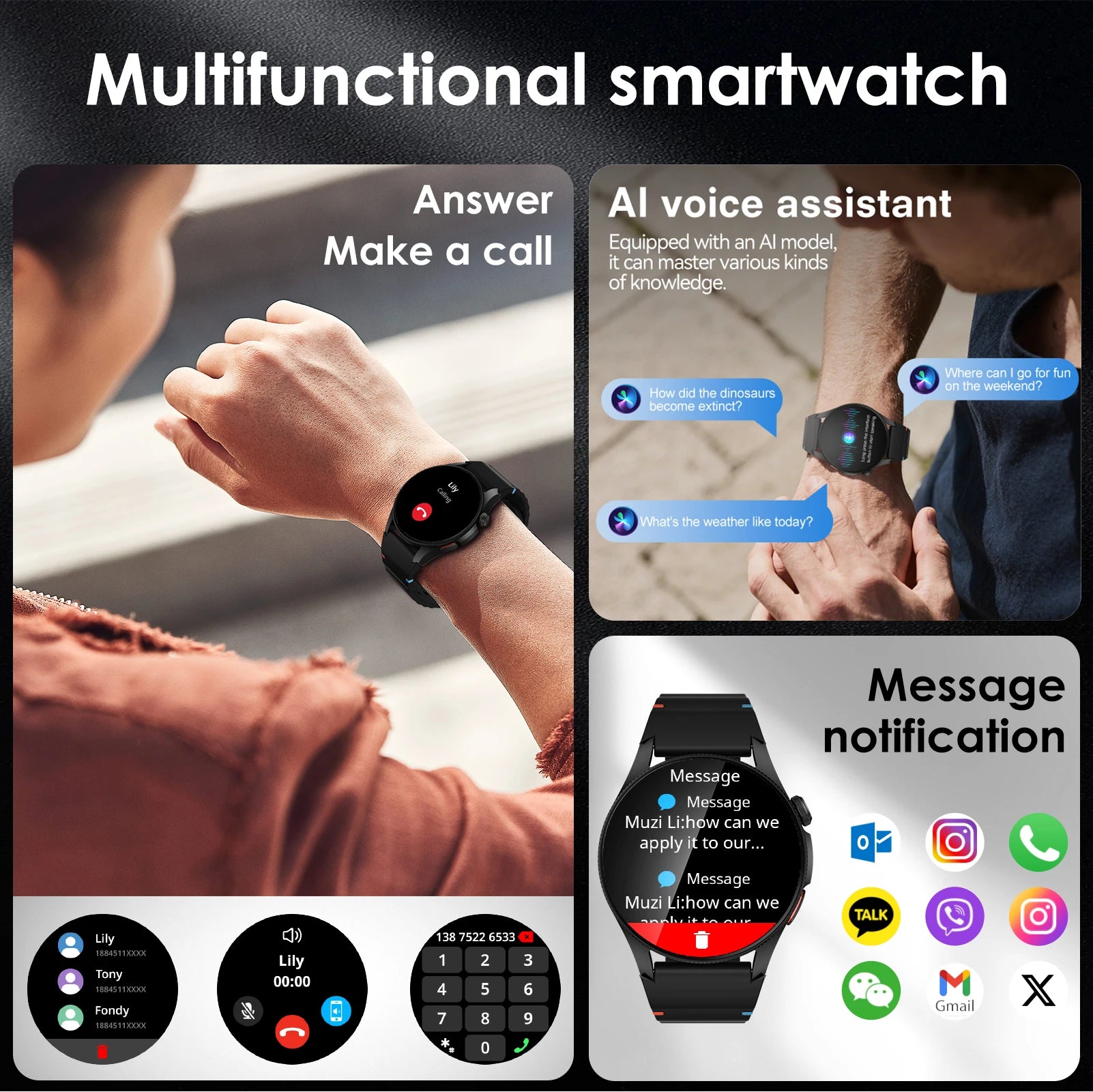 Đồng hồ thông minh AMOLED 1.43 đa chức năng GPS 150+ - Daisan Mart