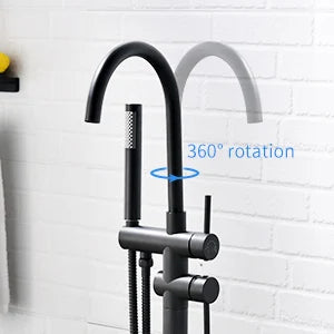 FLG Brass Mounted Freestanding Bath Shower Mixer Floor Stand Tub Filler Shower Mixer Bathtub Free Standing Faucet - Daisan Mart