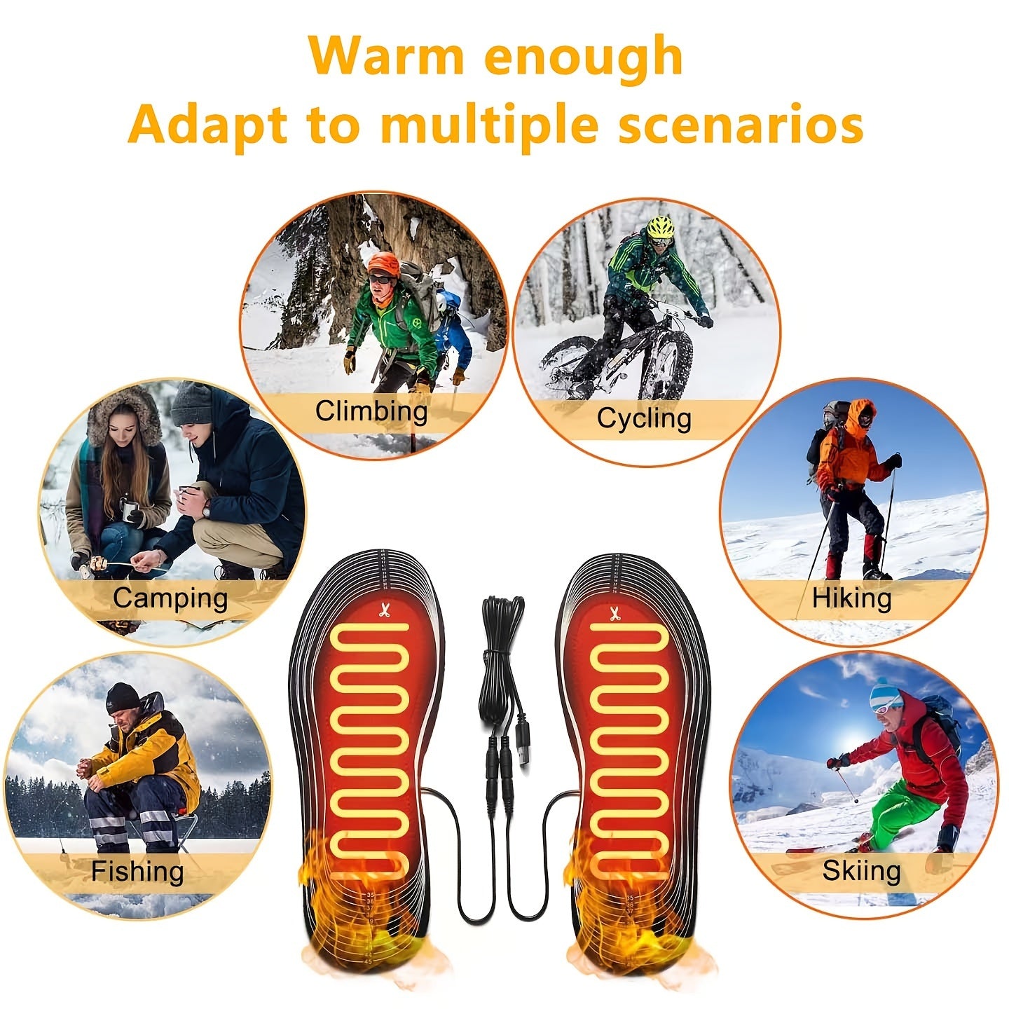 USB Electric Warm Insole - Keep Feet Warm in Winter Outdoors