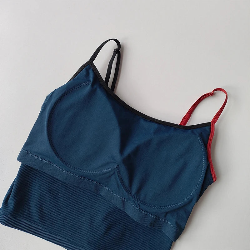Women's Summer Anti-Sagging Contrast Color Sports Top