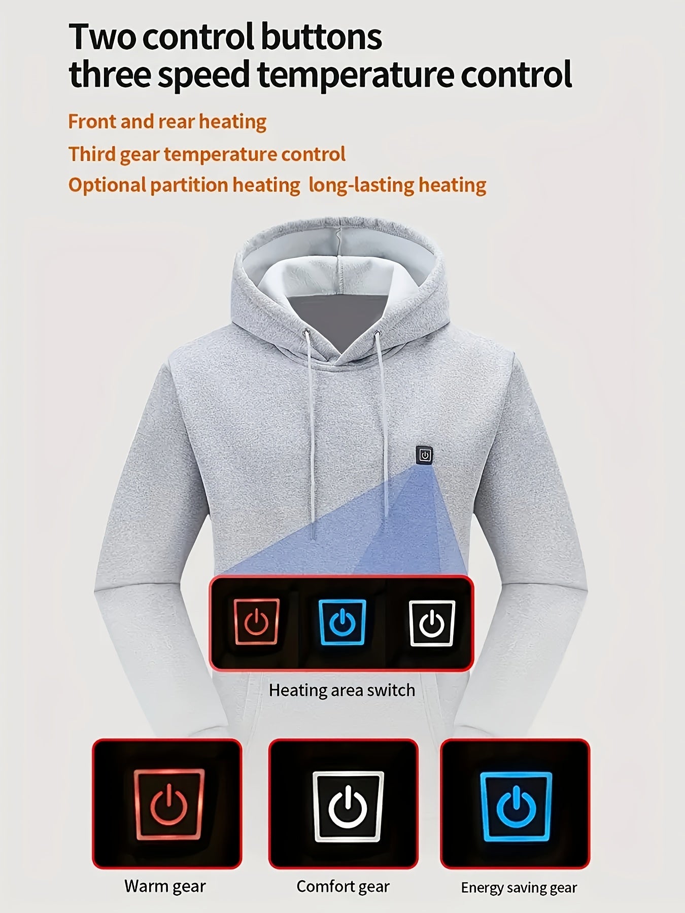 7-Zone USB Heated Jacket, 3 Heat Modes, Kangaroo Bag