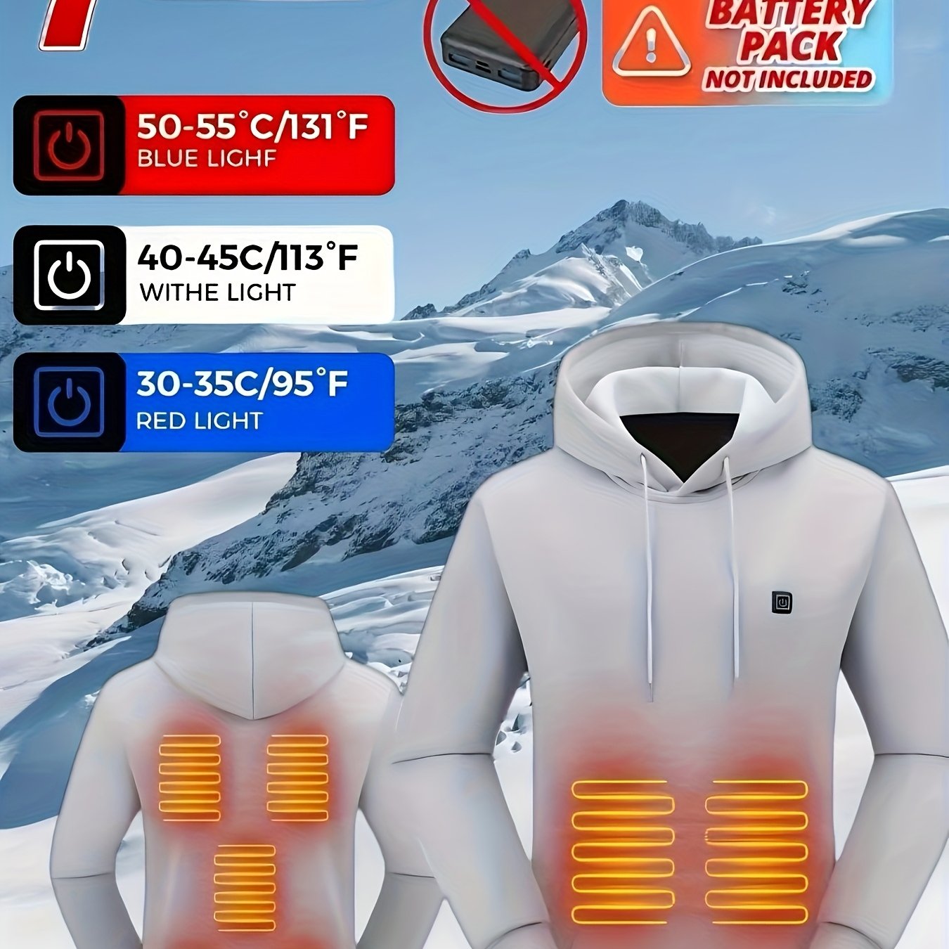 7-Zone USB Heated Jacket, 3 Heat Modes, Kangaroo Bag