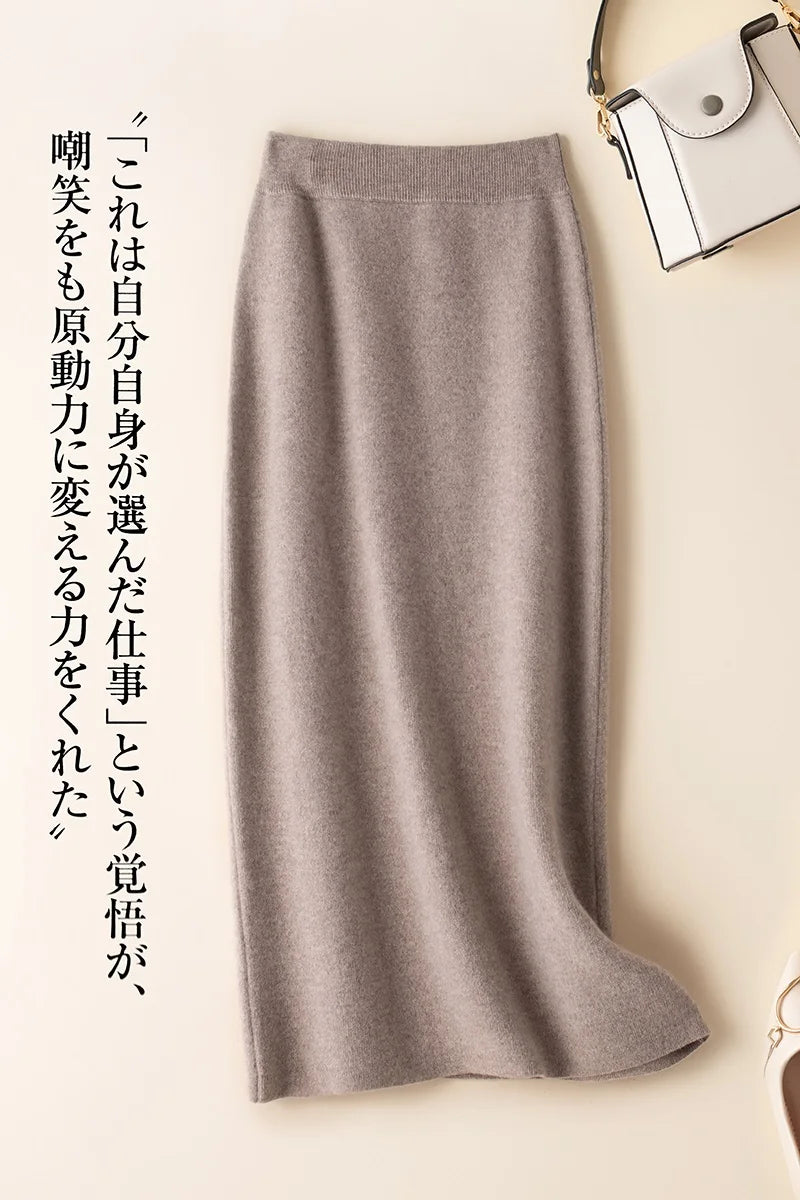 Chân váy len dạ cạp cao dáng ôm thu đông nữ - Daisan Mart