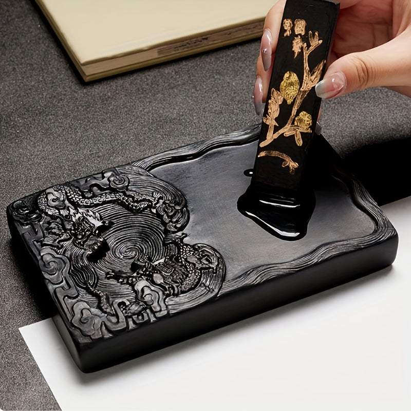 Natural Raw Stone Inkstone for Calligraphy and Ink Grinding - Traditional Writing Ink Block with Professional Ink Platform for Students and Artists - Daisan Mart