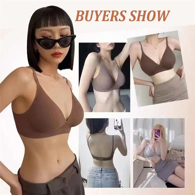 Áo ngực nữ sexy không gọng, cổ V sâu, dây chữ cá tính - Daisan Mart