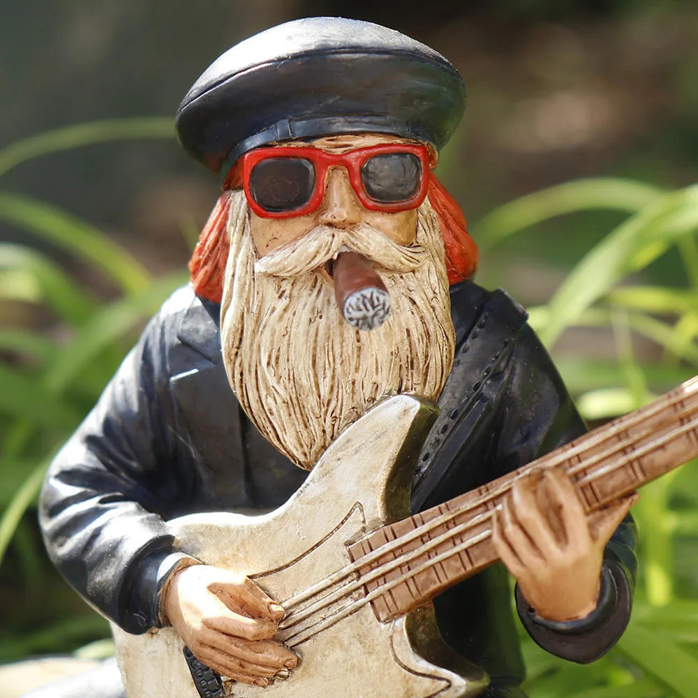 Gnome-Shaped Resin Statue Musician Figurine for Garden & Outdoor Christmas Display Painted Animal Anime Theme
