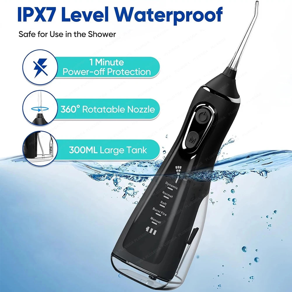 Oral Irrigator Portable Water Flosser Dental Pick 5 Modes 360° Rotated Jet For Cleaning Teeth Thread Floss Mouth Washing Machine - Daisan Mart