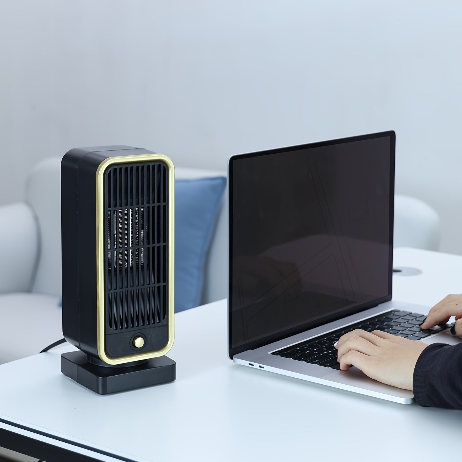 Quiet 500W Ceramic Electric Space Heater, Square Shape, 110-130V US Plug, No Energy Efficiency Rating, Tip-over Protection, Portable Heating Equipment for Bedroom, Living Room, Office - Daisan Mart