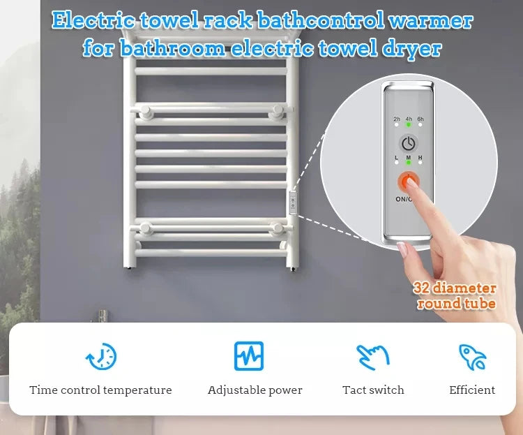 Electric Bathroom Towel Rack Timer Thermostat Smart Switch Heater for Towel Rail Black,Silver,White Bath Towel Dryer - Daisan Mart