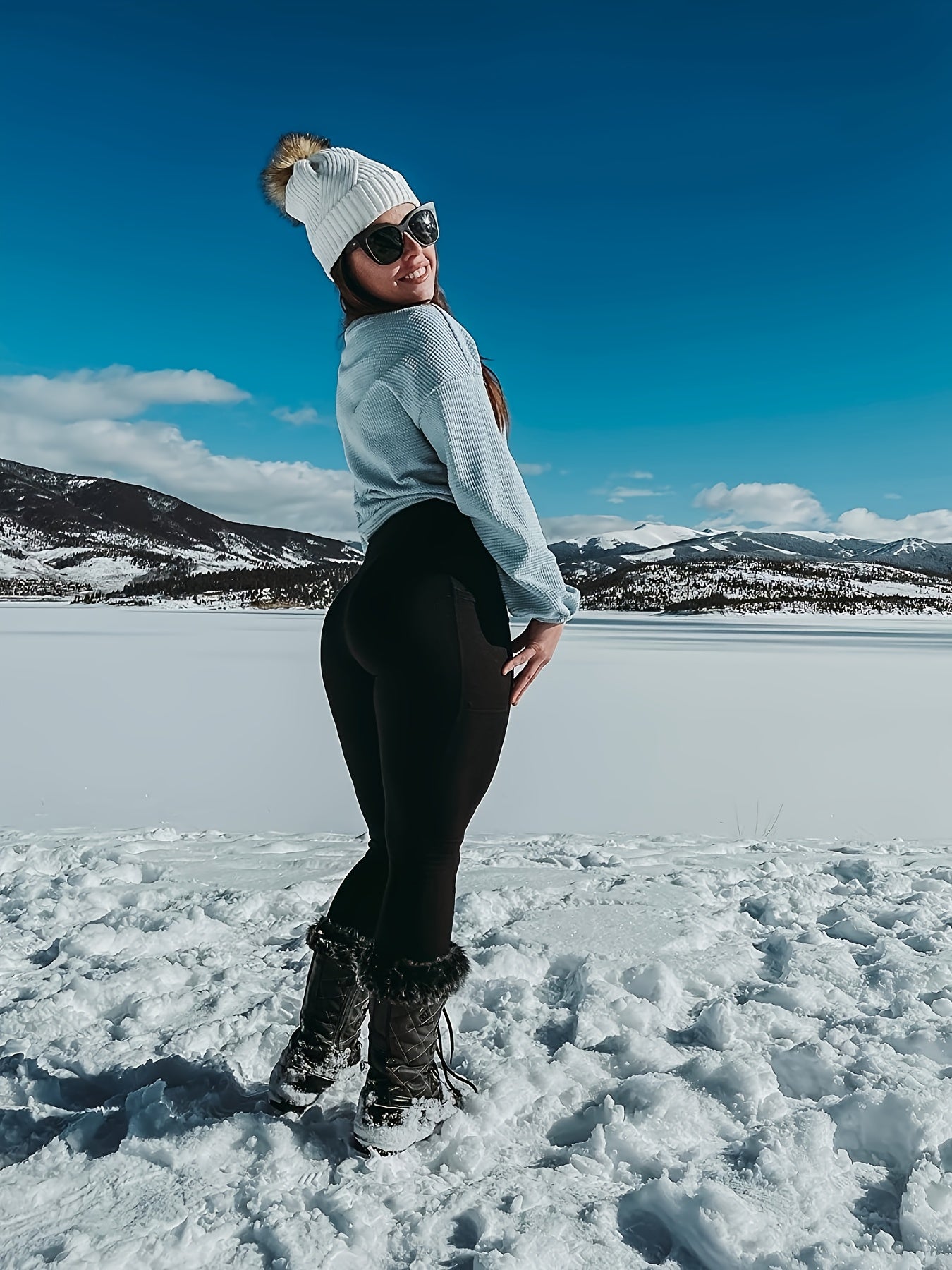 3pcs Set with Pockets for Warmth And Thick Lining Leggings, Women's High Waisted Anti Roll Warm Winter Yoga Pants, Fitness And Exercise Thick Pants, Windproof And Warm