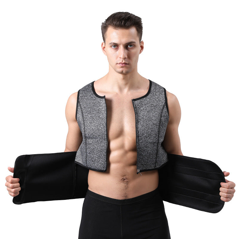Áo GYM Nam Đai Nịt Bụng Co Giãn, Có Khóa Kéo & Đai - Daisan Mart