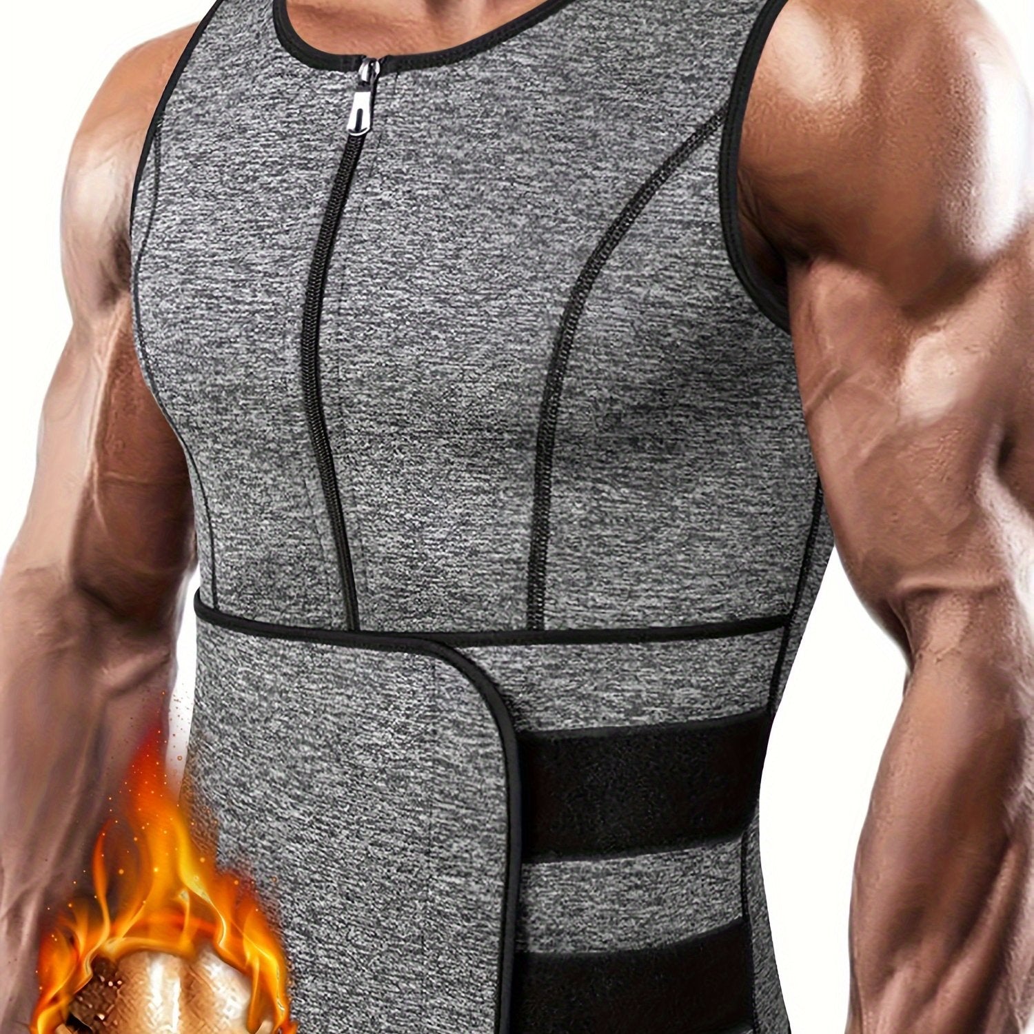 Áo GYM Nam Đai Nịt Bụng Co Giãn, Có Khóa Kéo & Đai - Daisan Mart
