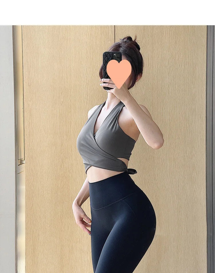 Áo Tập Yoga Nữ V Sâu Eo Thắt Chéo Lưng Thoáng Khí - Daisan Mart